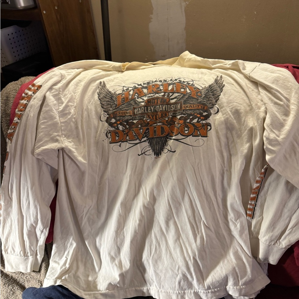 Harley-Davidson Cream Long Sleeve Tee with Ornate Graphic